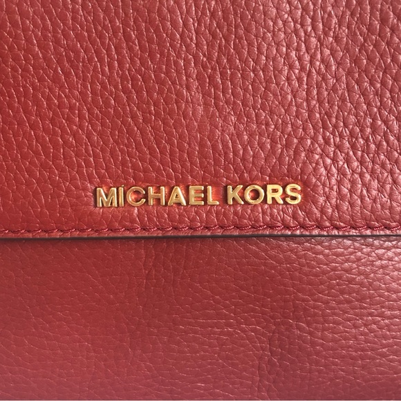 Michael Kors Bedford Pebbled Leather Chain Crossbody Convertible Red Bag EUC - Picture 5 of 15